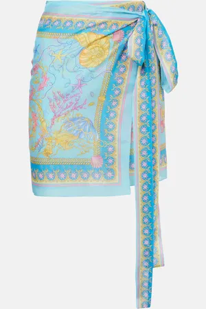 VERSACE Copricostume in cotone e seta con stampa