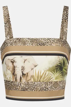 Elie saab Top cropped in cotone con stampa