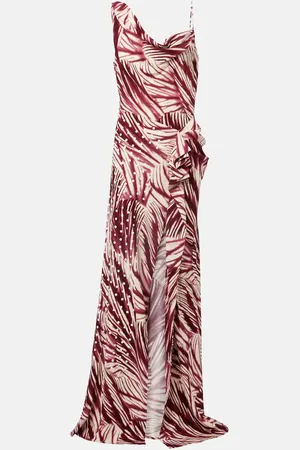 DRIES VAN NOTEN Abito lungo in crêpe con stampa