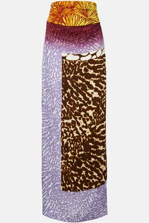 DRIES VAN NOTEN Gonna midi in seta con stampa