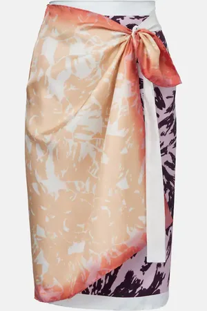 DRIES VAN NOTEN Gonna a portafoglio in seta con stampa