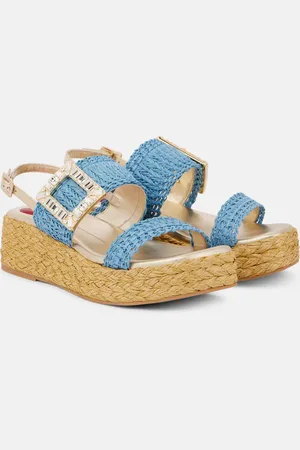 Roger Vivier Sandali slingback Espa 60 in rafia con plateau