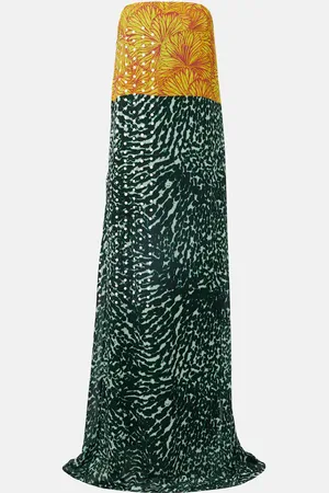 DRIES VAN NOTEN Abito lungo in georgette con stampa