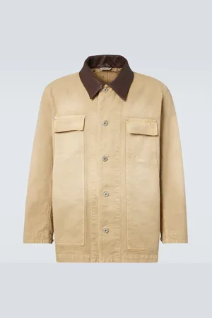 Auralee Giacca blouson in cotone con pelle