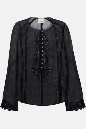 Isabel Marant Blusa Luciele in ramia con ricamo