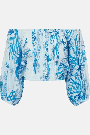 POUPETTE ST BARTH Top Bova in cotone off-shoulder con stampa