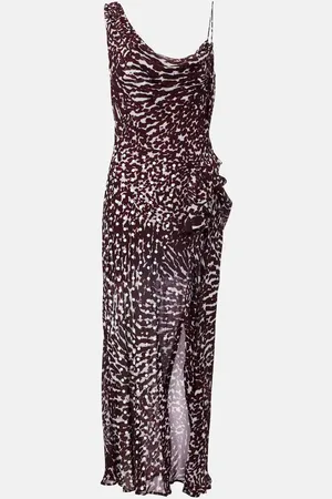 DRIES VAN NOTEN Abito midi monospalla con stampa