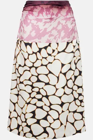 DRIES VAN NOTEN Gonna midi in seta con stampa
