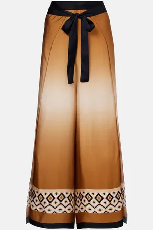 Max Mara Pantaloni cropped in raso con stampa