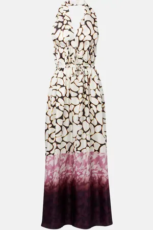 DRIES VAN NOTEN Abito in twill di seta con stampa