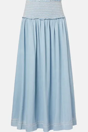 ZIMMERMANN Gonna midi Ascension in denim