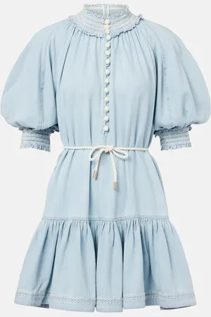 ZIMMERMANN Abito corto di jeans Ascension con volant