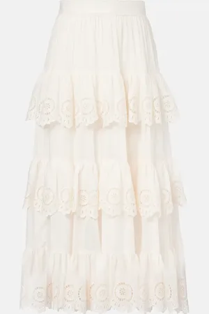 ZIMMERMANN Gonna midi Lucky in cotone con ricamo