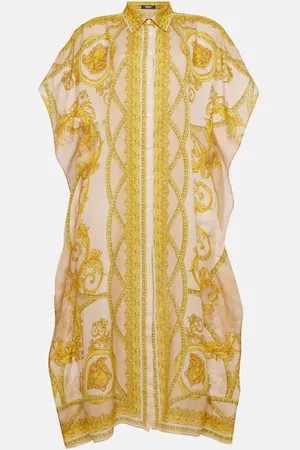 VERSACE Abito lungo Barocco in cotone e seta
