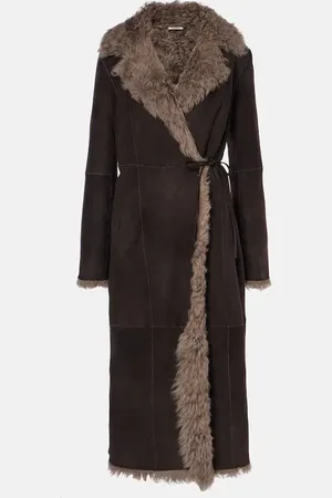 Nour Hammour Cappotto Joni in suede con shearling