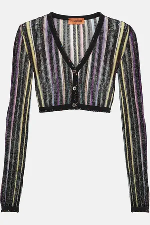 Missoni Cardigan cropped a righe con paillettes