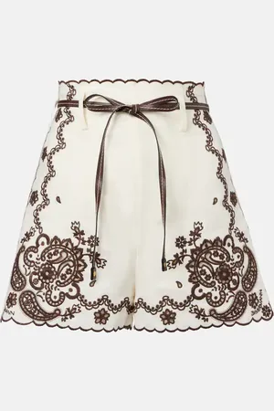 ZIMMERMANN Shorts Ascension in lino con ricamo