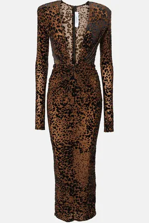ALEX PERRY Abito midi con stampa leopardata