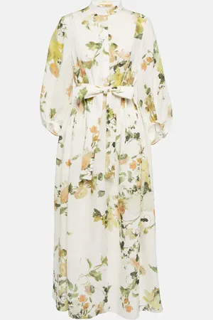 Erdem Miniabito Wisteria in lino con stampa