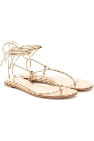 Gianvito Rossi Sandali infradito Gwyneth in pelle metallizzata