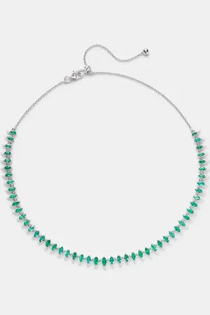 Kamyen Choker in oro bianco 18kt e smalto con smeraldi
