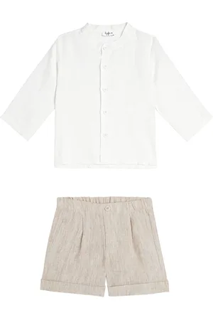 Il gufo Baby - Camicia e shorts in lino