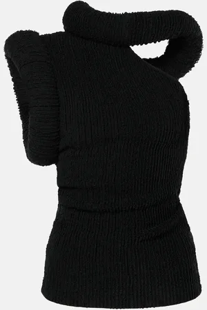 Acne Studios Top asimmetrico in maglia di misto lana