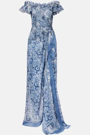 Ralph Lauren Abito midi Ivanna off-shoulder con stampa a fiori