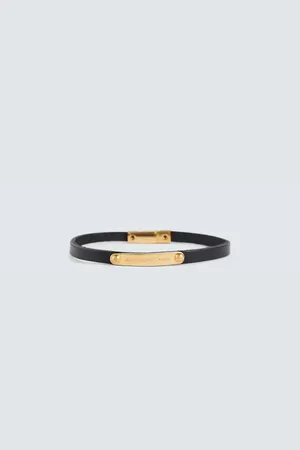 Saint Laurent Bracciale in pelle con logo
