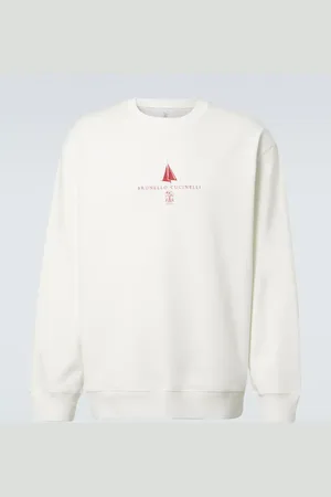Brunello Cucinelli Felpa in jersey di misto cotone con logo