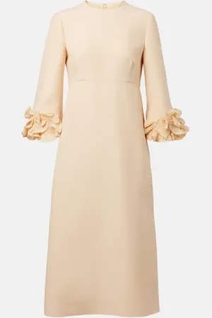 VALENTINO Abito midi in Crêpe Couture con volant