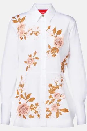 La DoubleJ Camicia Iris in popeline di cotone con ricamo