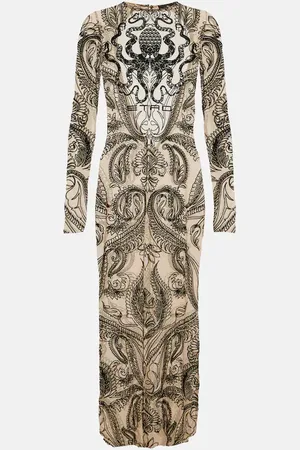 Etro Abito midi in tulle con stampa