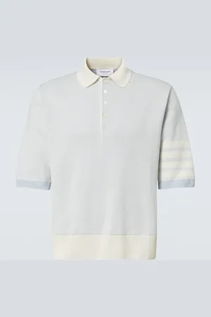 Thom Browne Polo 4-Bar in lino e cotone