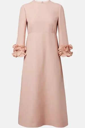 VALENTINO Abito midi in Crêpe Couture con volant