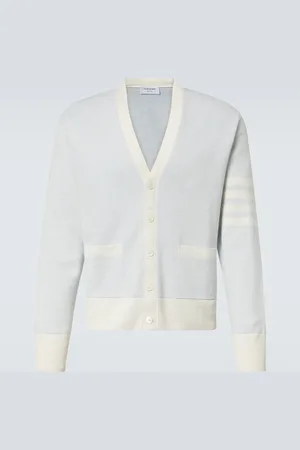 Thom Browne Cardigan 4-Bar in lino e cotone