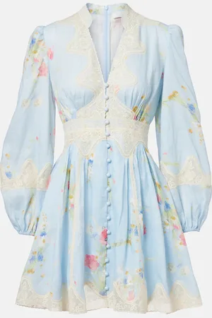ZIMMERMANN Miniabito Lucky Lace in lino con stampa floreale