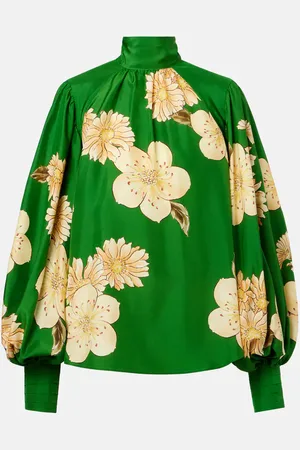 ALÉMAIS Alémais Blusa Sage in seta con stampa floreale