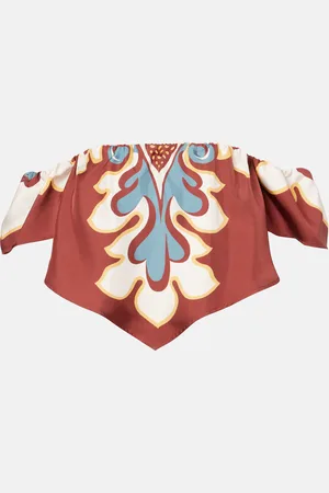 La DoubleJ Top off-shoulder Sand Dollar in seta