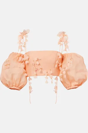 ZIMMERMANN Top cropped Dawning in lino e seta