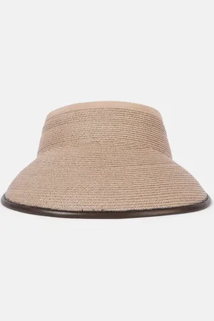 Brunello Cucinelli Visiera in rafia con pelle