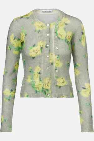 Acne Studios Cardigan in misto mohair con stampa floreale