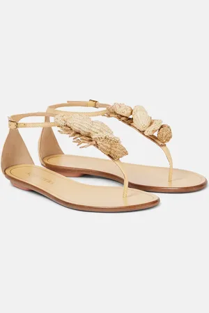 Aquazzura Sandali infradito Marea in pelle con rafia