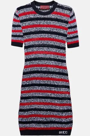 Gucci Abito corto in maglia di misto cotone a righe