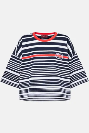 Gucci T-shirt cropped in cotone a righe