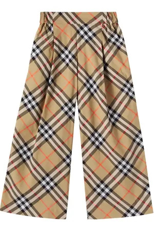 Burberry Pantaloni in cotone Burberry Check a gamba larga