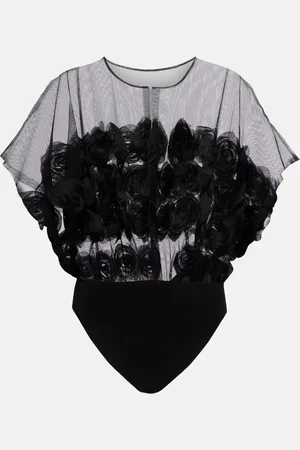 Norma Kamali Body in tulle con applicazioni