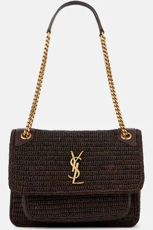 Saint Laurent Borsa a spalla Niki Medium in rafia