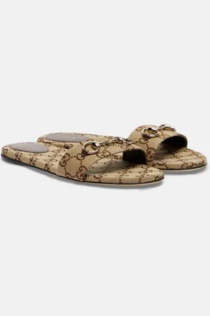 Gucci Sandali Horsebit in canvas GG