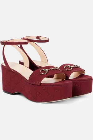 Gucci Sandali Lady Horsebit in canvas GG